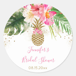 Ananas tropisches Brautparty Runder Aufkleber
