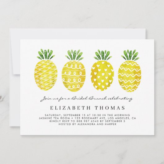 Ananas tropisches Bridal Brunch Einladung (Vorderseite)