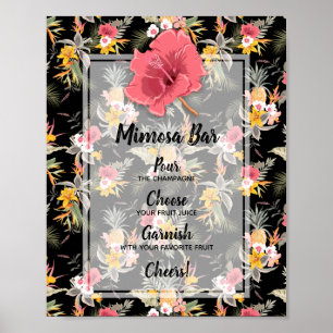 Ananas Tropisches Florales Brautparty Mimosa Bar Poster