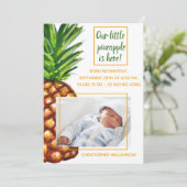 Ananas Tropisches Foto Geburtsankündigung Ankündigung (Stehend Vorderseite)