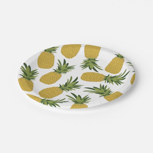 Ananas tropisches Fruchtdesign Pappteller (Schrägansicht)