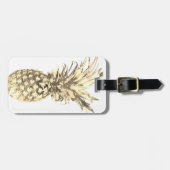 Ananas Tropisches Gold auf Weiß Gepäckanhänger (Vorderseite horizontal)
