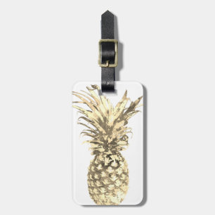 Ananas Tropisches Gold auf Weiß Gepäckanhänger