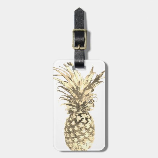 Ananas Tropisches Gold auf Weiß Gepäckanhänger (Vorderseite vertikal)