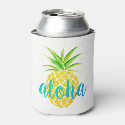 Ananas tropisches Monogramm Türkis Dosenkühler (Kanne Vorderseite)
