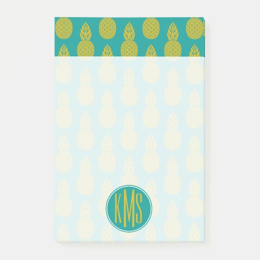 Ananas Tropisches Obst | Monogramm Post-it Klebezettel (Vorderseite)