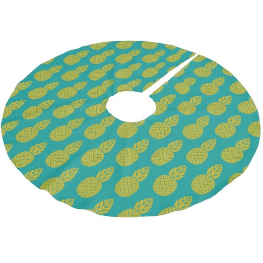 Ananas Tropisches Obst Polyester Weihnachtsbaumdecke (Schrägansicht)