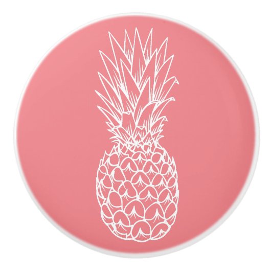 Ananas tropisches Pink Korallenlachs Beach Ocean Keramikknauf (Vorderseite)