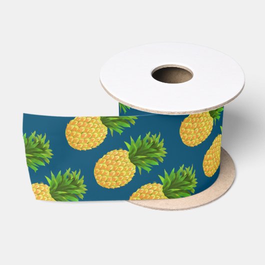 Ananas Türkis Blue Satinband (Spule)