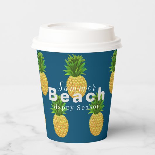 Ananas Türkis Pappbecher (Vorderseite)