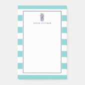 Ananas | Türkis und Marine Personalisiert Post-it Klebezettel (Vorderseite)