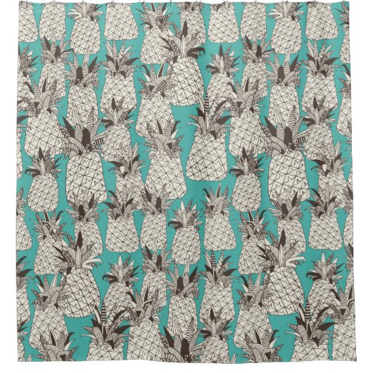 Ananas-Türkismeer Duschvorhang (Vorderseite)