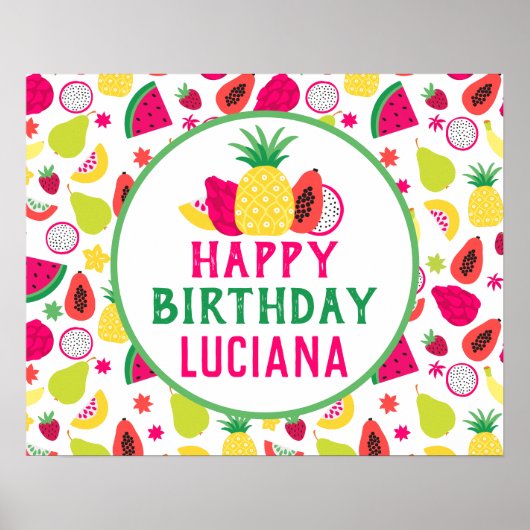 Ananas Tutti Frutti Geburtstagsfeier Poster (Vorne)