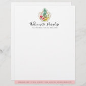 Ananas-u. Hibiskus-BlumenWatercolor tropisch Briefbogen (Vorne/Hinten)