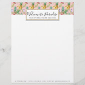 Ananas-u. Hibiskus-BlumenWatercolor tropisch Briefbogen (Vorderseite)