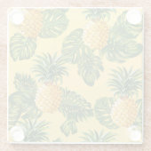 Ananas u. tropisches Blätter auf Gold Glasuntersetzer (Rückseite)