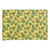 Ananas u. tropisches Blätter auf Gold Kissenbezug (Vorderseite-Rechts)