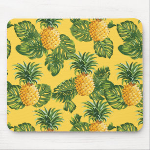 Ananas u. tropisches Blätter auf Gold Mousepad