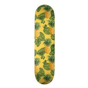Ananas u. tropisches Blätter auf Gold Skateboard