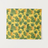 Ananas u. tropisches Blätter auf Gold Wandteppich (Vorderseite (Horizontal))