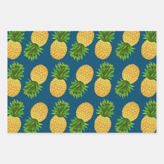 Ananas-Umreifungspapier flaches Set von 3 Geschenkpapier Set (Vorderseite 3)