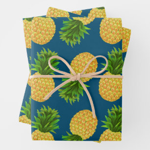 Ananas-Umreifungspapier flaches Set von 3 Geschenkpapier Set