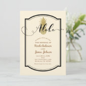 Ananas und Ananas, schwarz, rustikale Ananas, trop Einladung (Stehend Vorderseite)