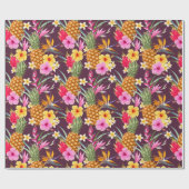 Ananas und Blume Geschenkpapier (Flach)