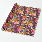 Ananas und Blume Geschenkpapier (Ungerollt)