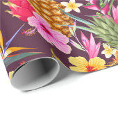 Ananas und Blume Geschenkpapier (Rolleneckpunkt)