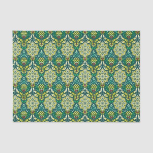 Ananas und Blume Muster Seidenpapier (Vorderseite)