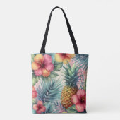 Ananas und Blume Muster Tasche (Rückseite)