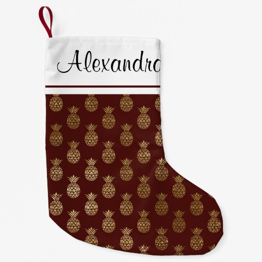 Ananas- und Burgundy-Monogramm Kleiner Weihnachtsstrumpf (Vorderseite)