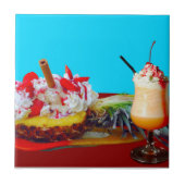 Ananas und Eis mit einem Fruchtsmoothie Fliese (Vorderseite)