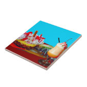 Ananas und Eis mit einem Fruchtsmoothie Fliese (Seite)