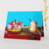 Ananas und Eis mit einem Fruchtsmoothie Karte (Gelbe Blume)