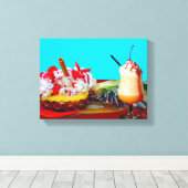 Ananas und Eis mit einem Fruchtsmoothie Leinwanddruck (Insitu (Holzboden))