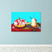 Ananas und Eis mit einem Fruchtsmoothie Leinwanddruck (Insitu (Holzboden))