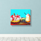 Ananas und Eis mit einem Fruchtsmoothie Leinwanddruck (Insitu (Holzboden))