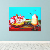 Ananas und Eiscreme Stretched Canvas Print Leinwanddruck (Insitu (Holzboden))
