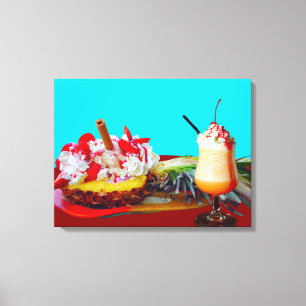 Ananas und Eiscreme Stretched Canvas Print Leinwanddruck