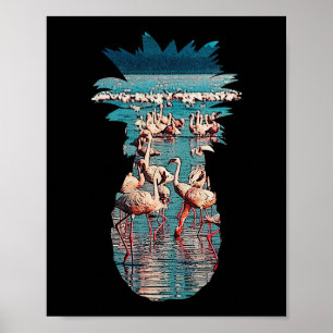 Ananas und Flamingo Design Vintag Beach Sommer Poster