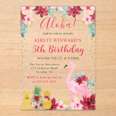 Ananas und Flamingo Kindergeburtstag Acryleinladungen (Vorderseite)