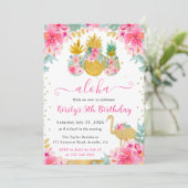 Ananas und Flamingo Kindergeburtstag Einladung (Stehend Vorderseite)