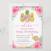 Ananas und Flamingo Kindergeburtstag Einladung (Vorderseite)