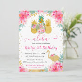 Ananas und Flamingo Kindergeburtstag Einladung (Stehend Vorderseite)