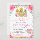 Ananas und Flamingo Kindergeburtstag Einladung (Vorderseite)