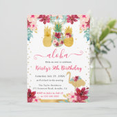 Ananas und Flamingo Kindergeburtstag Einladung (Stehend Vorderseite)