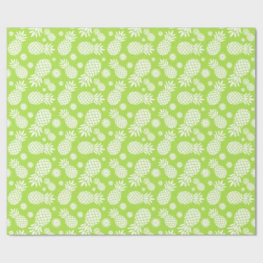 Ananas und Grieß, grün gemustert Geschenkpapier (Flach)