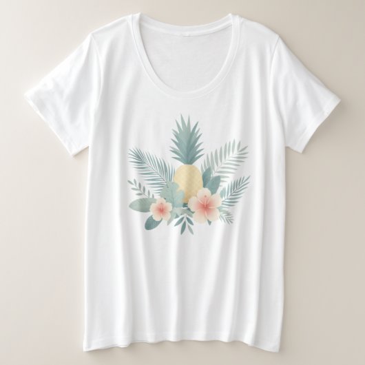 Ananas und Hawaii Große Größe T-Shirt (Design vorne)
